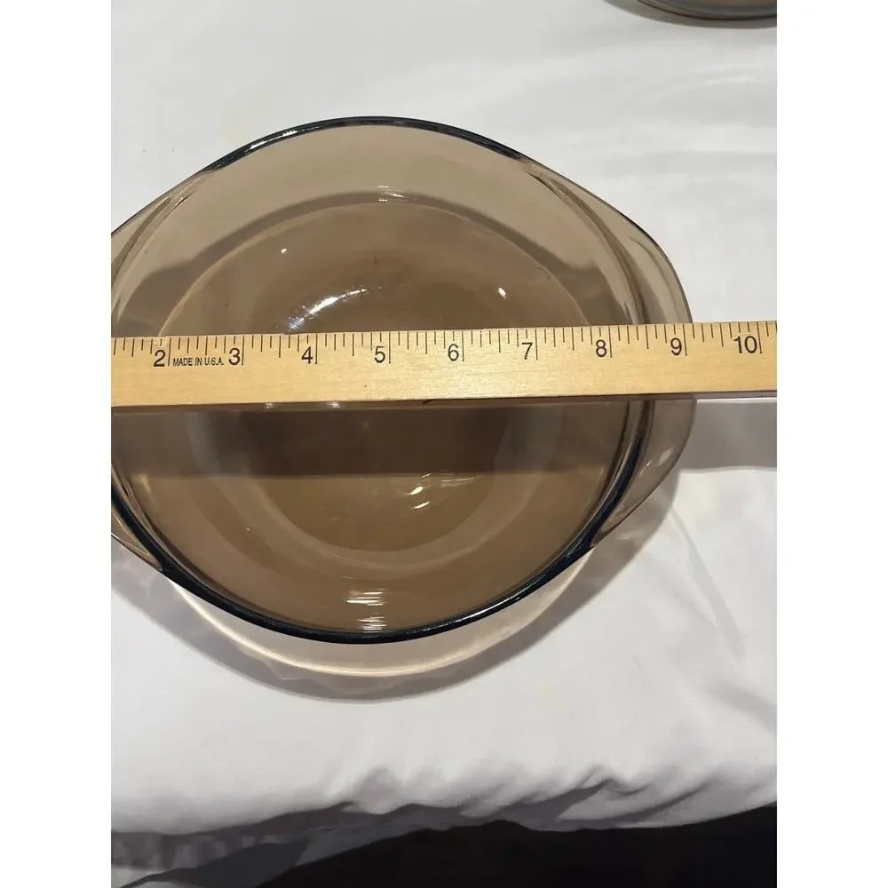 Pyrex 023-N Amber 1.5L Casserole Dishes 623-C Lids Set of 2 Vintage